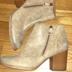 Tan Booties with Gold Accents